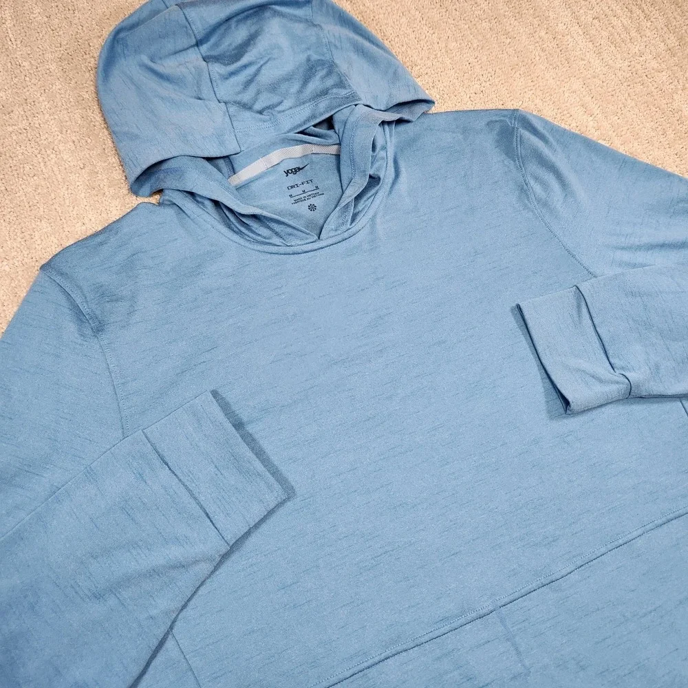 Nike Yogo Hoodie Men Medium Dri Fit ADV Lightweight‎ Blue Stretch Sweatshirt